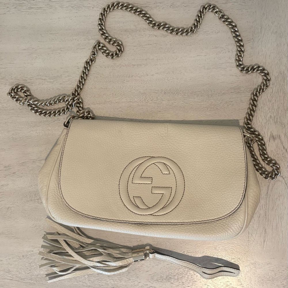 Gucci Cellarius Calfskin Medium Soho Flap Crossbody Ivoire